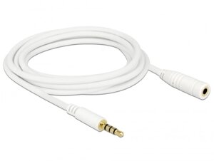 Кабель аудіо-подовжувач Delock Jack 3.5mm 4pin M/F 3.0m AWG24 AUX Gold білий (70.08.4483)