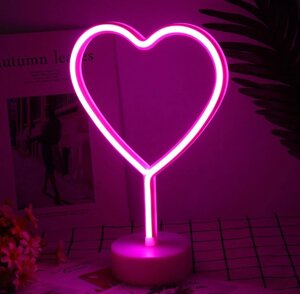 Нічник неоновий лампа Серце pink heart SWF