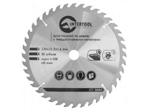 Диск по дереву 230х22,2х1,6мм 40 зубів із напайками CT-3044 ТМ INTERTOOL