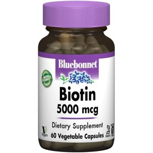 Біотин Bluebonnet Nutrition Biotin 5000 mcg 60 Veg Caps BLB0447