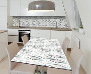 Наліпка 3Д виниловая на стол Zatarga «Серо-розовая бирюза» 600х1200 мм для домов, квартир, столов, кофейн,