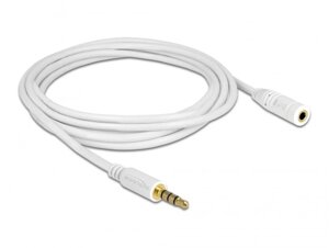 Кабель аудіо-подовжувач Delock Jack 3.5mm 4pin M/F 2.0m AWG24 AUX Gold білий (70.08.4482)