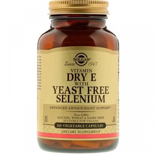 Вітамін E Solgar Vitamin Dry E with Yeast Free Selenium 100 Veg Caps в Дніпропетровській області от компании интернет-магазин "БЫТПРОМТОРГ"