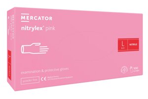 Рукавички нітрилові Mercator Medical Nitrylex Pink L Рожеві 100 шт (00-00000041) в Дніпропетровській області от компании интернет-магазин "БЫТПРОМТОРГ"