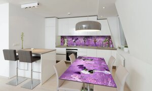 Наліпка 3Д вінілова на стіл Zatarga «Сирень Акварель» 600х1200 мм для будинків, квартир, столів, кофеєнь,