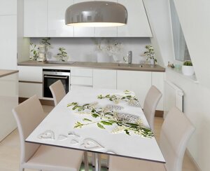 Наліпка 3Д вінілова на стіл Zatarga «Ажурні гілки бузку» 600х1200 мм для будинків, квартир, столів, кофеєнь,