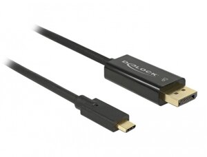 Кабель монітора-сигнальний Delock USB Type-C-DisplayPort M/M 2.0m (DP-alt-Mode) v1.2 4K@60Hz Gold чорний (70.08.5256)