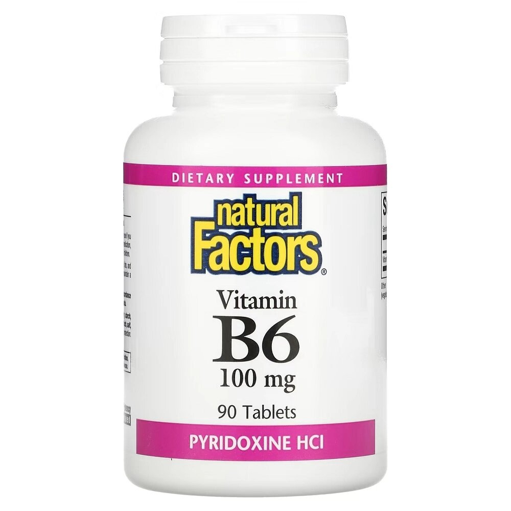 Пірідоксин Natural Factors Vitamin B6 Pyridoxine HCl 100 mg 90 Tabs від компанії інтернет-магазин "БИТПРОМТОРГ" - фото 1