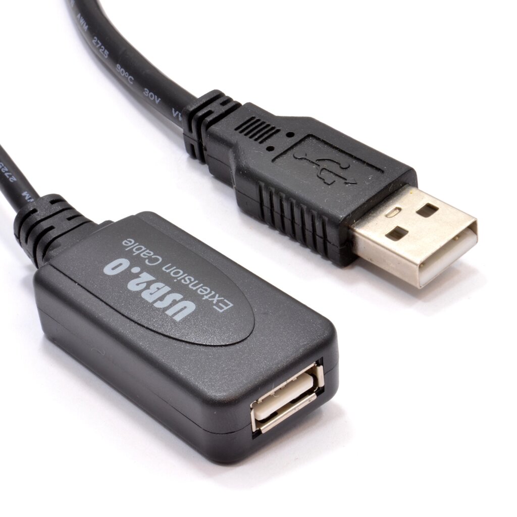 Подовжувач пристроїв активн Gutbay USB2.0 A M/F (Active)  5.0m AWG24+28 D=5.0mm Nickel Cu чорний (78.01.2807) від компанії інтернет-магазин "БИТПРОМТОРГ" - фото 1