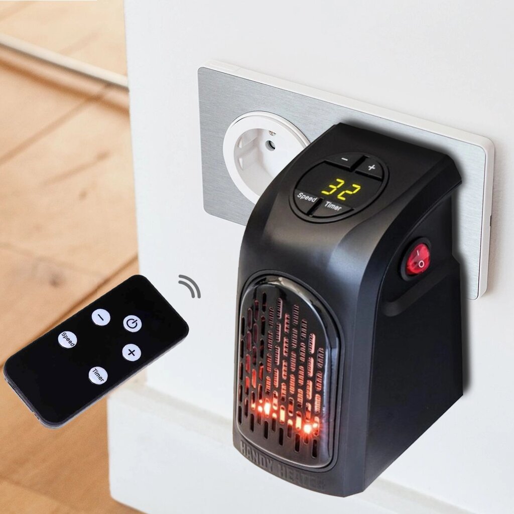 Портативний тепловентилятор міні електрообігрівач в розетку Handy heater дуйка 400 Вт Чорний від компанії інтернет-магазин "БИТПРОМТОРГ" - фото 1