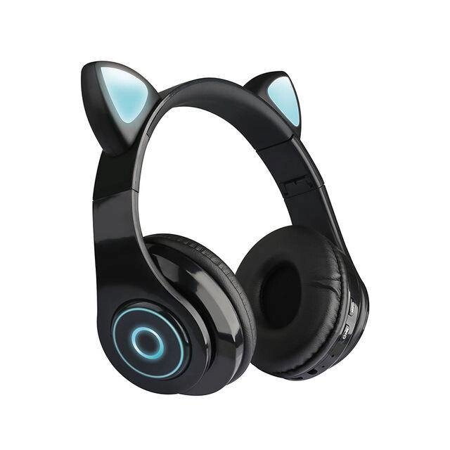 Повнорозмірні навушники бездротові Cat Headset Y 047 Bluetooth з підсвічуванням та котячими вушками Black від компанії інтернет-магазин "БИТПРОМТОРГ" - фото 1