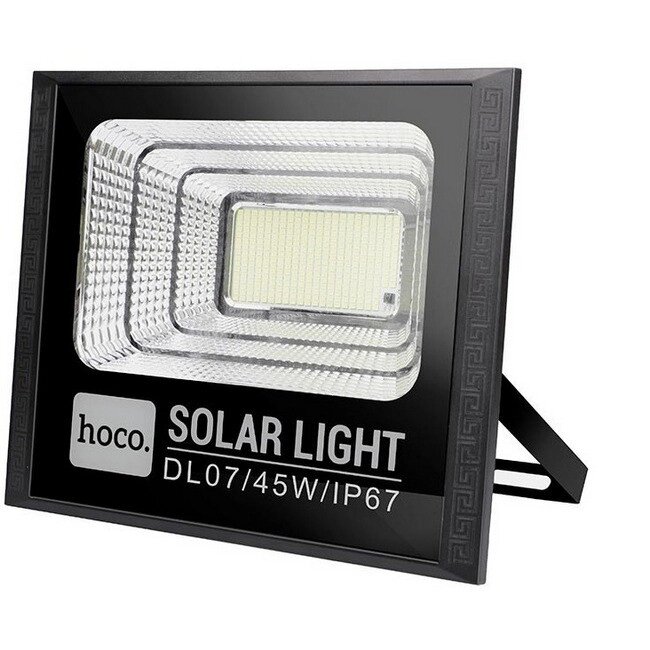 Прожектор з сонячною батареєю та пультом HOCO DL07 Black від компанії інтернет-магазин "БИТПРОМТОРГ" - фото 1