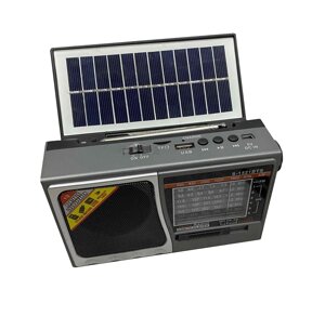 Радіо-ліхтар на сонячній батареї на акумуляторі Solar Charge S-1521BTS сіре