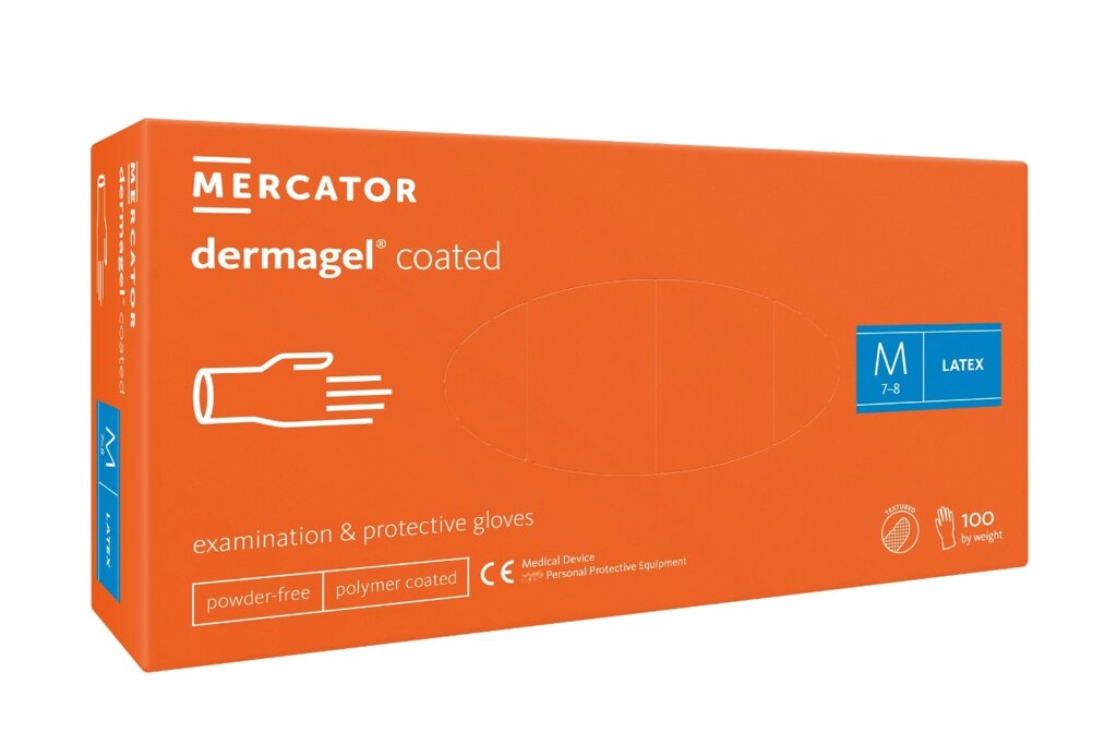 Рукавички латексні Mercator Medical Dermagel Coated M Білі 100 шт (00-00000137) від компанії інтернет-магазин "БИТПРОМТОРГ" - фото 1