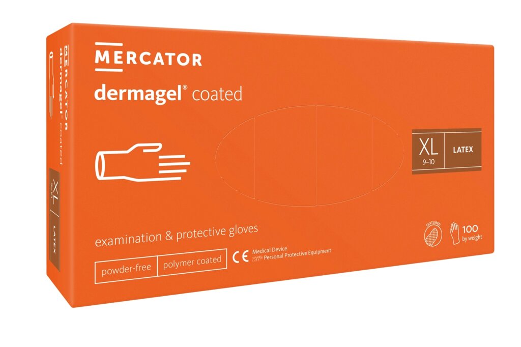 Рукавички латексні Mercator Medical Dermagel Coated XL Білі 100 шт (00-00000139) від компанії інтернет-магазин "БИТПРОМТОРГ" - фото 1