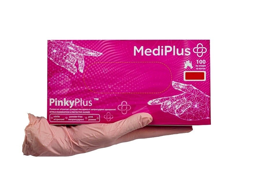 Рукавички нітрилові MediPlus PinkyPlus M Рожеві 100 шт (00-00000121) від компанії інтернет-магазин "БИТПРОМТОРГ" - фото 1