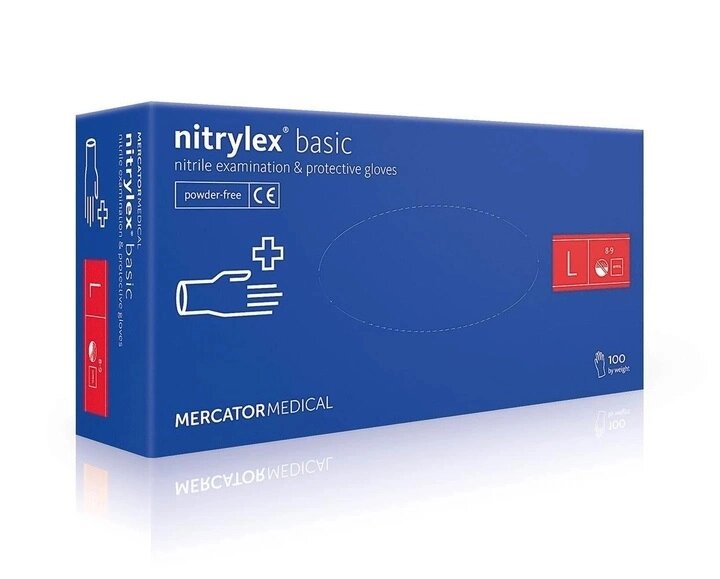 Рукавички нітрилові Mercator Medical Nitrylex Basic L Сині 100 шт (00-00000032) від компанії інтернет-магазин "БИТПРОМТОРГ" - фото 1