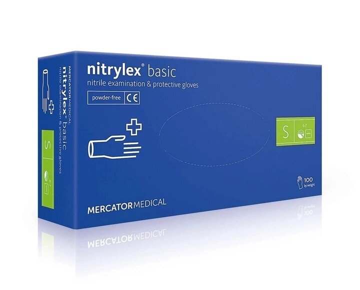 Рукавички нітрилові Mercator Medical Nitrylex Basic S Сині 100 шт (00-00000030) від компанії інтернет-магазин "БИТПРОМТОРГ" - фото 1