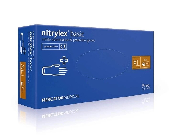 Рукавички нітрилові Mercator Medical Nitrylex Basic XL Сині 100 шт (00-00000060) від компанії інтернет-магазин "БИТПРОМТОРГ" - фото 1