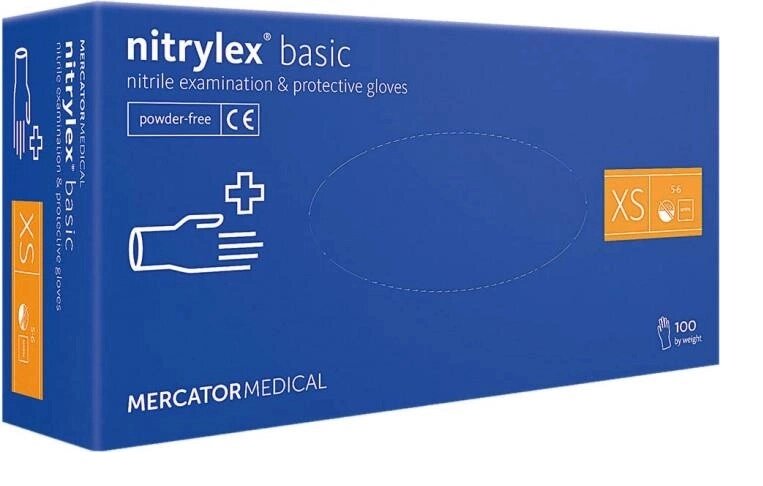 Рукавички нітрилові Mercator Medical Nitrylex Basic XS Сині 100 шт (00-00000029) від компанії інтернет-магазин "БИТПРОМТОРГ" - фото 1