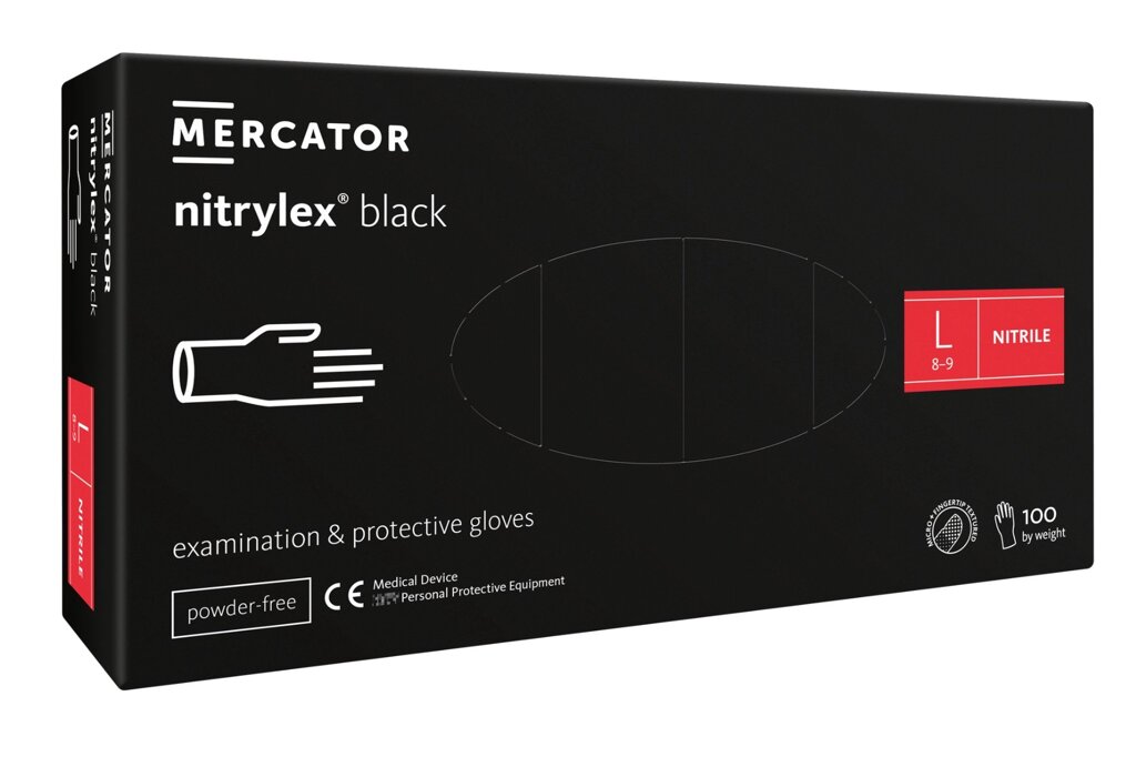 Рукавички нітрилові Mercator Medical Nitrylex Black L Чорні 100 шт (00-00000015) від компанії інтернет-магазин "БИТПРОМТОРГ" - фото 1