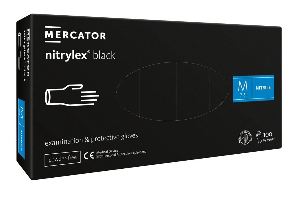 Рукавички нітрилові Mercator Medical Nitrylex Black M Чорні 100 шт (00-00000014) від компанії інтернет-магазин "БИТПРОМТОРГ" - фото 1