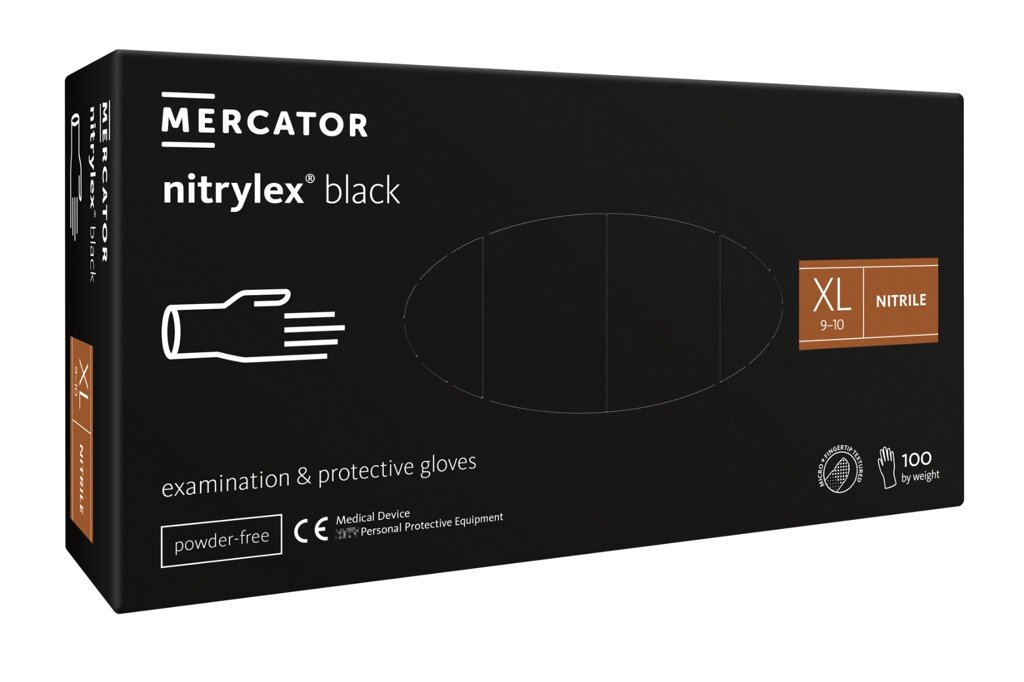 Рукавички нітрилові Mercator Medical Nitrylex Black XL Чорні 100 шт (00-00000065) від компанії інтернет-магазин "БИТПРОМТОРГ" - фото 1