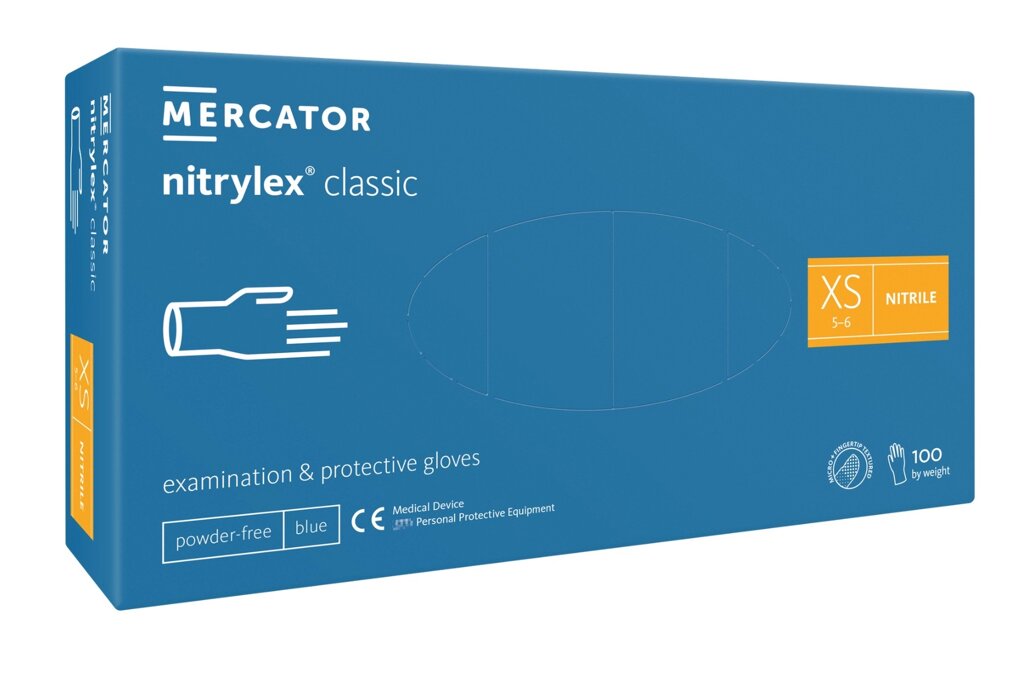 Рукавички нітрилові Mercator Medical Nitrylex Classic XS Сині 100 шт (00-00000095) від компанії інтернет-магазин "БИТПРОМТОРГ" - фото 1