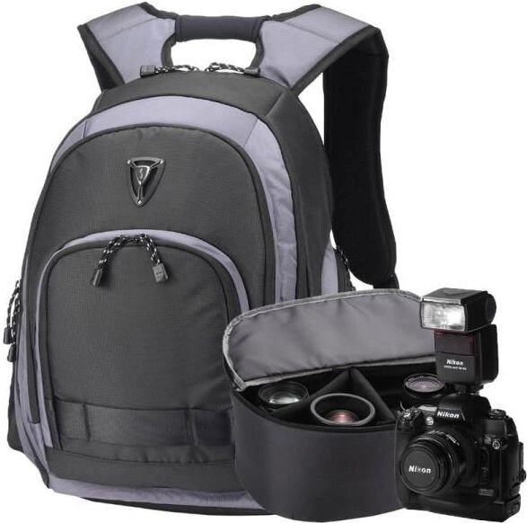 Рюкзак для ноутбука 15,6 з сумкою для фотокамери та дощовиком Sumdex PON-395GY Чорний з сірим від компанії інтернет-магазин "БИТПРОМТОРГ" - фото 1