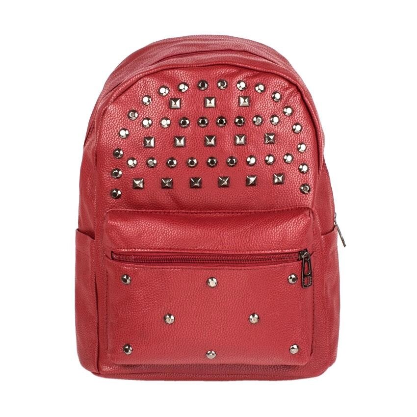 Рюкзак міський BackPack Заклепки Rivets Кожзам 30х23х12 см Червоний (22472) від компанії інтернет-магазин "БИТПРОМТОРГ" - фото 1