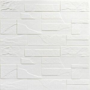 Самоклеюча декоративна 3D панель камінь Біла бита цегла700х770х5мм (180)