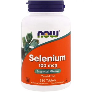 Селен, Selenium, Now Foods, 100 мкг, 250 пігулок