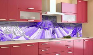 Скинали на кухню Zatarga "Фіолетовий Вітраж" 600х2000 мм вінілова 3Д Наліпка кухонний фартух самоклеюча