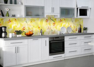 Наліпки кухонний фартух Zatarga "Ніжні жовті орхідеї" 600х2000 мм жовтий