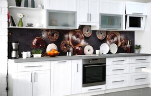 Скинали на кухню Zatarga «Пончики в глазурі» 600х2000 мм вінілова 3Д Наліпка кухонний фартух самоклеюча