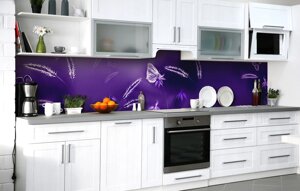 Скинали на кухню Zatarga «Пурпурова абстракція» 600х2000 мм вінілова 3Д Наліпка кухонний фартух