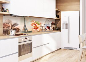 Скинали на кухню Zatarga "Солодощі в Парижі" 600х2000 мм коричневий вінілова 3Д Наліпка кухонний фартух