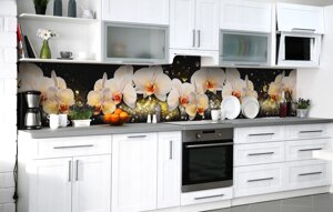 Скинали на кухню Zatarga «Перлинні орхідеї» 600х2000 мм вінілова 3Д Наліпка кухонний фартух самоклеюча