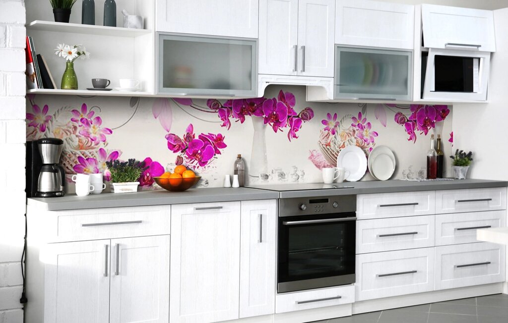 Скинули на кухню Zatarga «Орхідейний пурпур» 600х2000 мм вінілова 3Д наклейка кухонний фартух самоклеюча від компанії інтернет-магазин "БИТПРОМТОРГ" - фото 1