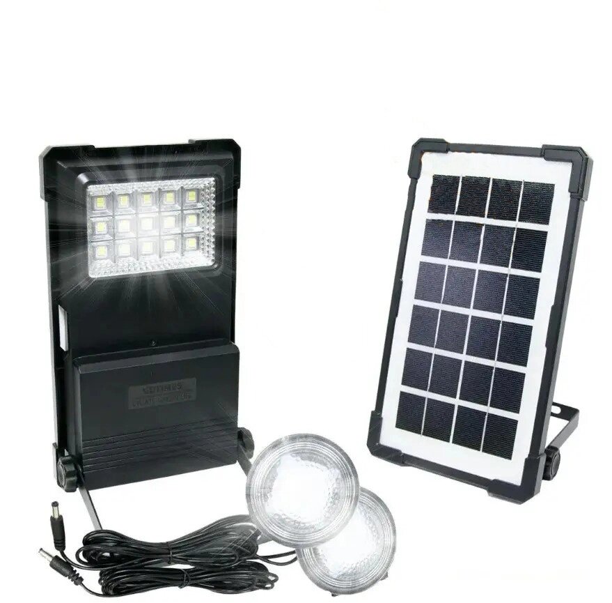 Сонячна зарядна станція GDTimes GD-07A сонячна панель + ліхтар + 2 лампи від компанії інтернет-магазин "БИТПРОМТОРГ" - фото 1