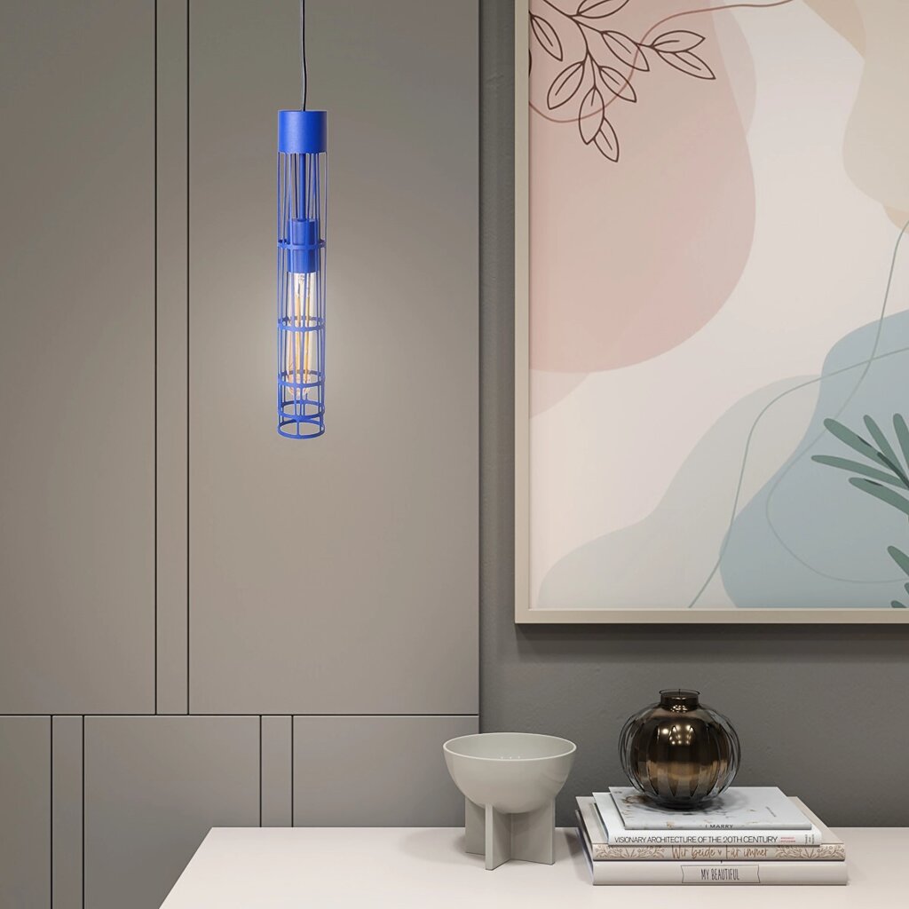 Світильник підвісний MSK Electric Flow у стилі лофт під лампу Е27 синій NL 6040 BL від компанії інтернет-магазин "БИТПРОМТОРГ" - фото 1