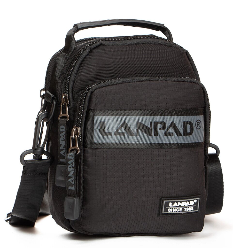 Тканинна чоловіча сумка Lanpad LAN82005 Чорний від компанії інтернет-магазин "БИТПРОМТОРГ" - фото 1