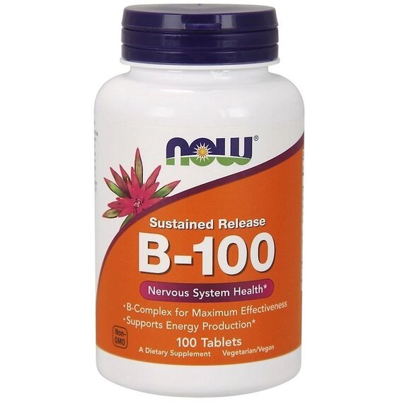 У комплекс NOW Foods Vitamin B-100 Sustained Release 100 Tabs від компанії інтернет-магазин "БИТПРОМТОРГ" - фото 1