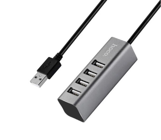 USB hub на 4 USB порти Hoco HB1 сірий від компанії інтернет-магазин "БИТПРОМТОРГ" - фото 1