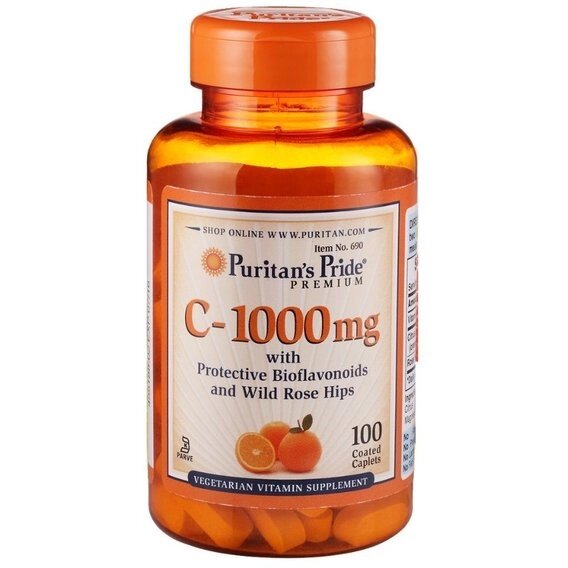 Вітамін C Puritan's Pride Vitamin C-1000 mg with Bioflavonoids & Rose Hips 100 Caplets від компанії інтернет-магазин "БИТПРОМТОРГ" - фото 1