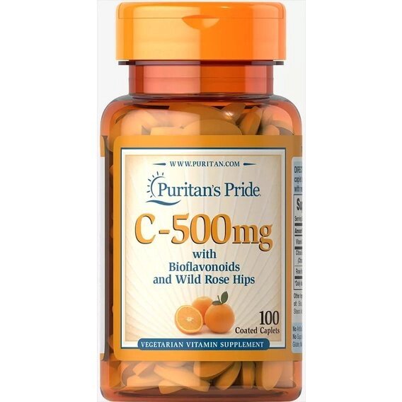 Вітамін C Puritan's Pride Vitamin C-500 mg with Bioflavonoids & Rose Hips 100 Caplets від компанії інтернет-магазин "БИТПРОМТОРГ" - фото 1