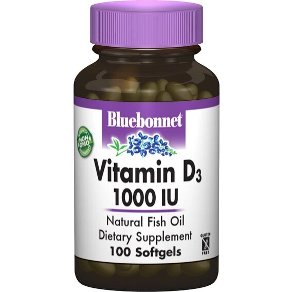 Вітамін D Bluebonnet Nutrition Vitamin D3 1000IU 100 Softgels BLB0308 від компанії інтернет-магазин "БИТПРОМТОРГ" - фото 1