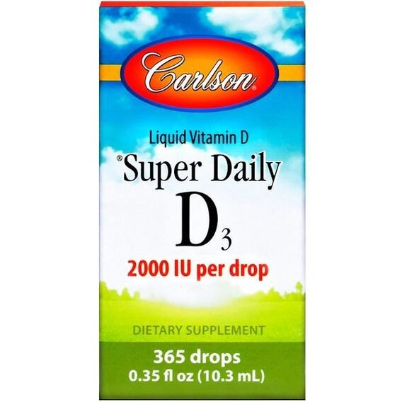 Вітамін D Carlson Labs Super Daily D3 2,000 IU 0.35 fl oz 10,3 ml від компанії інтернет-магазин "БИТПРОМТОРГ" - фото 1