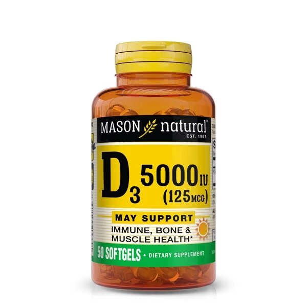 Вітамін D Mason Natural Vitamin D3 5000 IU 50 Caps від компанії інтернет-магазин "БИТПРОМТОРГ" - фото 1