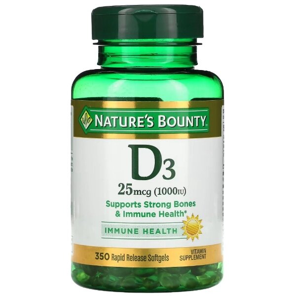 Вітамін D Nature's Bounty Vitamin D3 25 mcg 1000 IU 350 Caps від компанії інтернет-магазин "БИТПРОМТОРГ" - фото 1